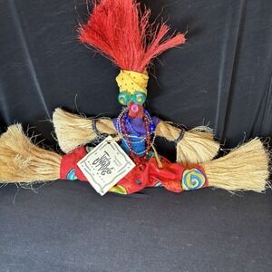 1998 Jumble Spirit Doll West Indian Handmade Carribean Folk Art 19" x 13"
